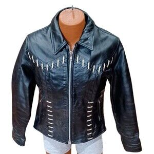 Jamin Leather Jacket with Liner Genuine Leather Women’s Medium White Accents